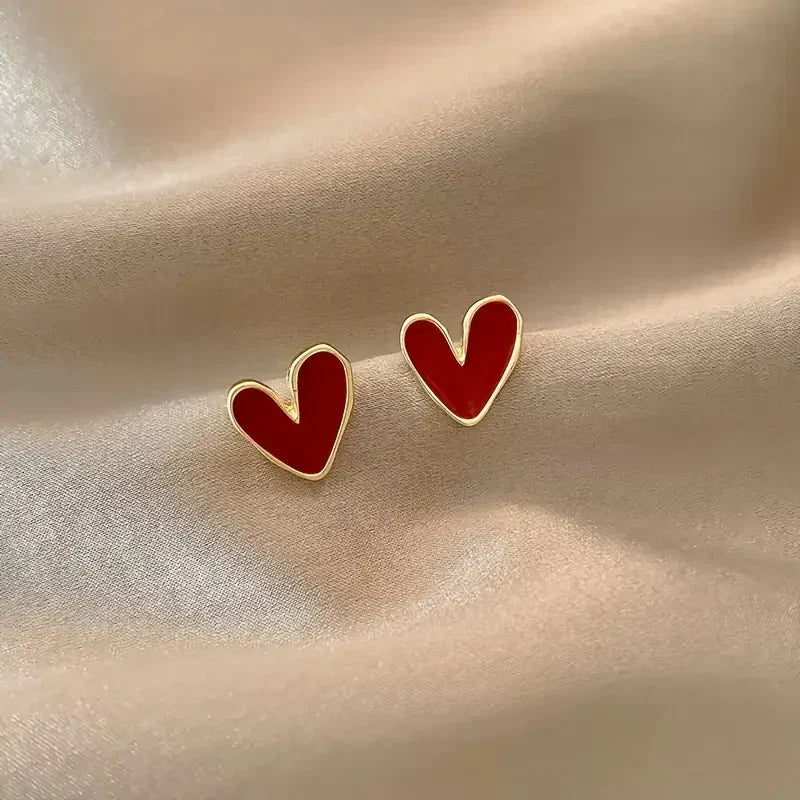 Pendientes de Oro en Forma de Corazón Rojo Antiguo | Oro