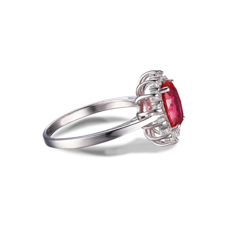 Anillo Halo Clásico de Ruby | Oro Blanco
