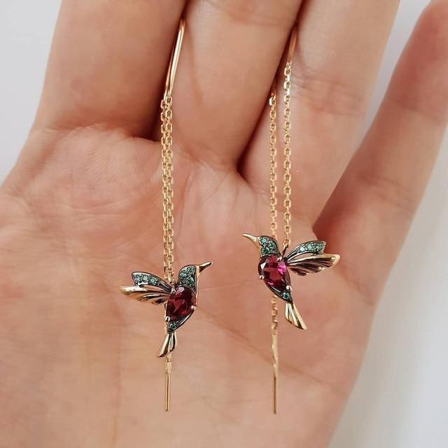 Pendientes de Esmalte y Circonita Kolibri | Oro