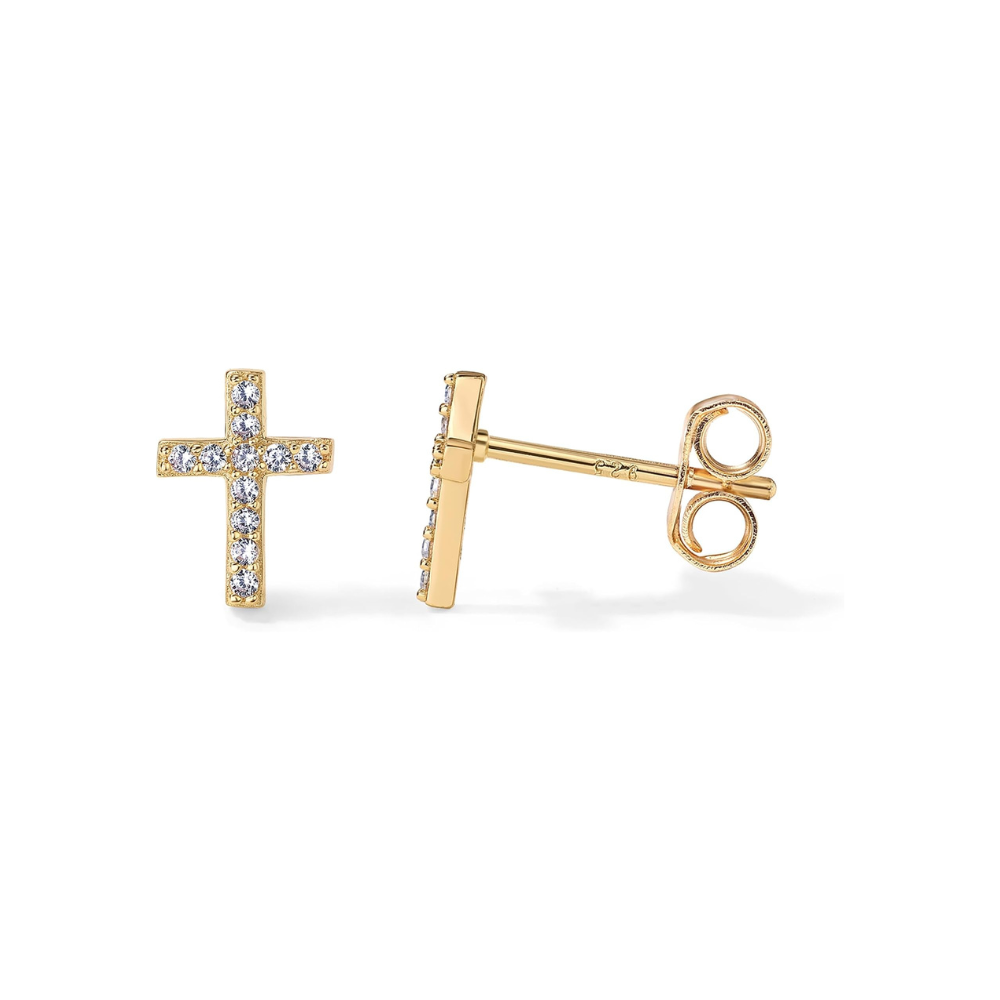 Pendientes de Cruz con Baño de Oro